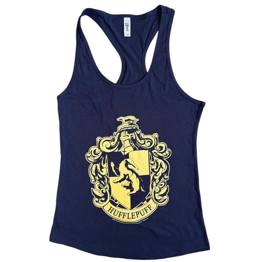 Harry Potter Gold Hufflepuff Crest Sleeveless Racerback Tank Black Medium